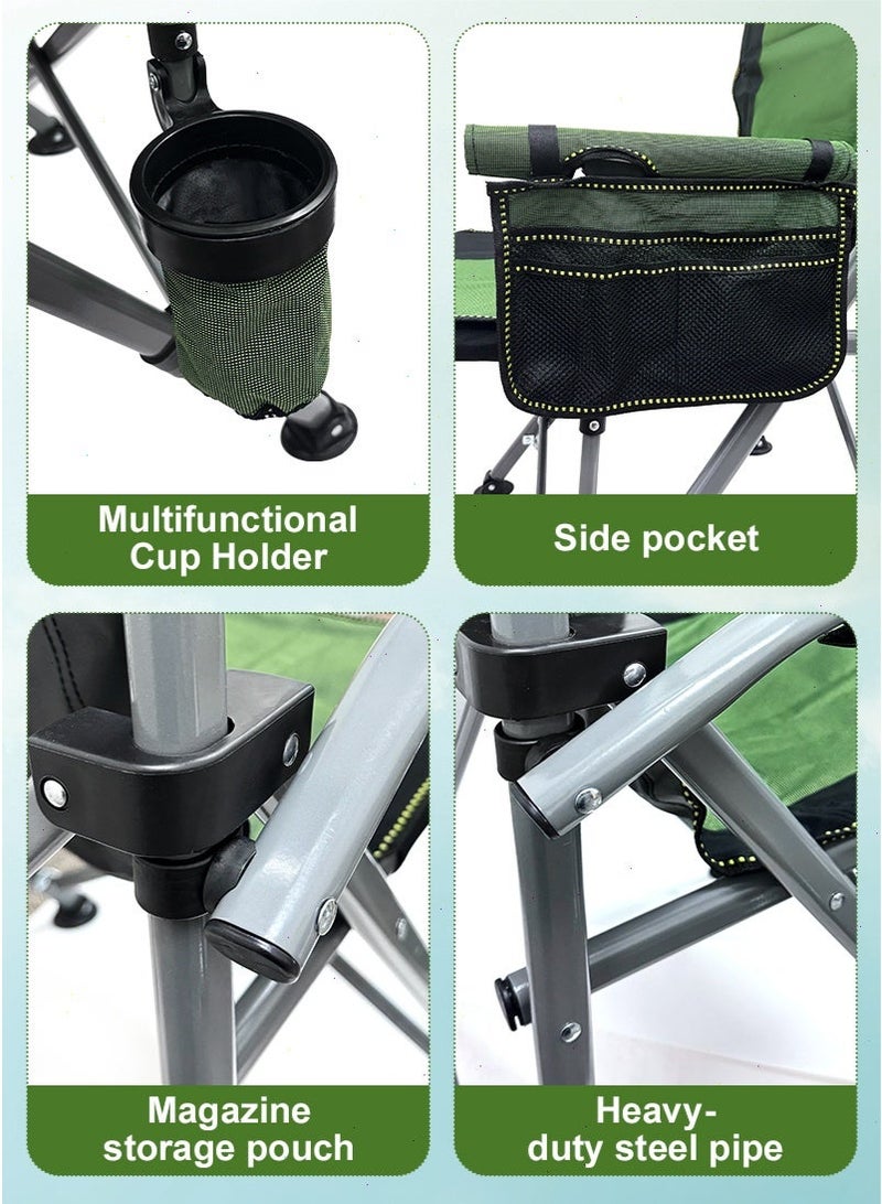 mierting Folding Camping Chair Outdoor Highback Camping Chair with 180KG Capacity Steel Frame, Portable & Heavy Duty with Cup Holder and Carry Bag, Lawn Chair for Picnic, Beach, Travel - Image 4